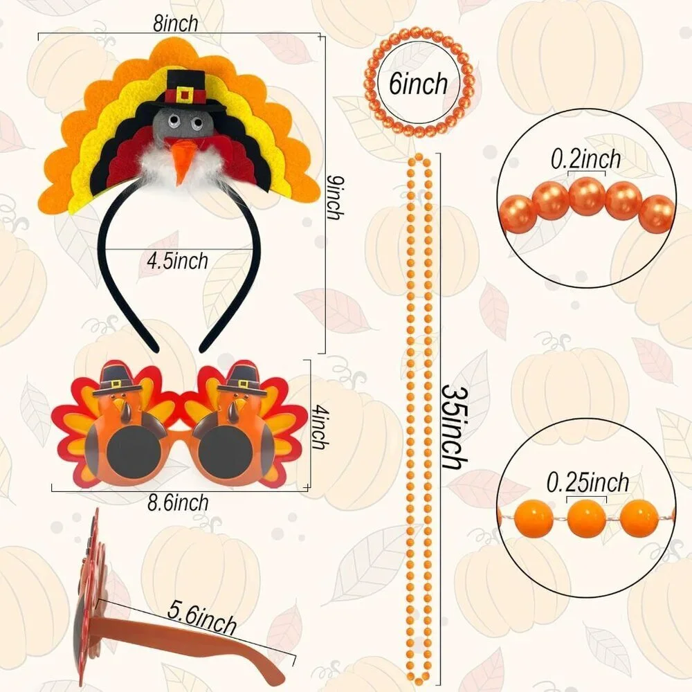Thanksgiving Party Accessories Turkey Headband and Sunglasses Costume Props